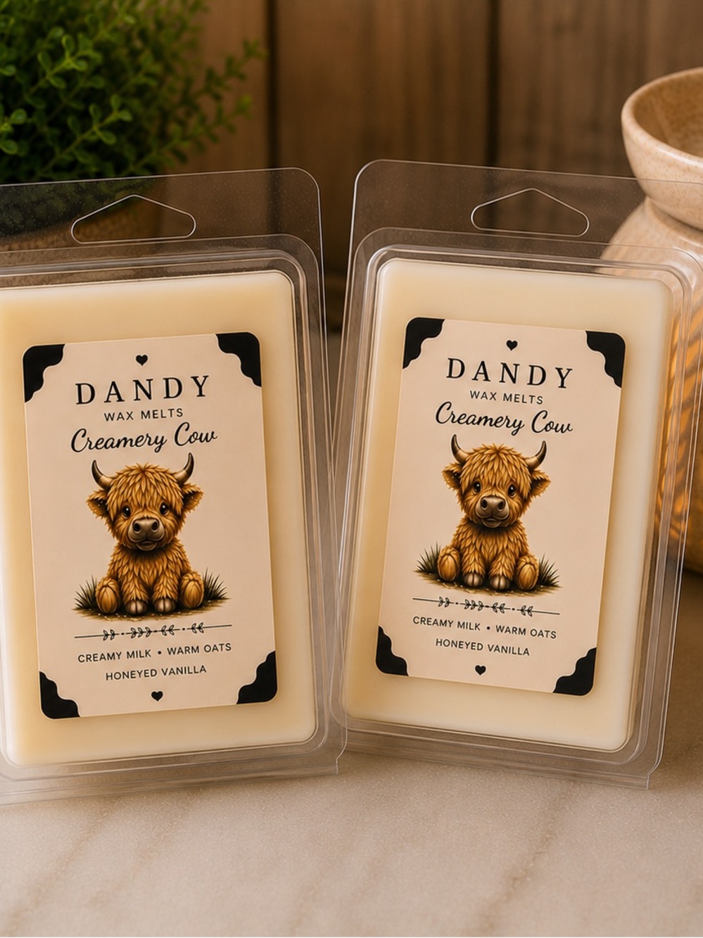 2 Creamery Cow Honeyed Vanilla Wax Melts - Cream